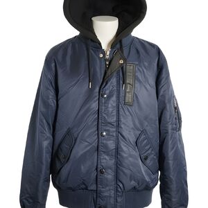 Men's Navy Bomber Jacket with Hood